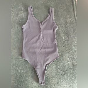 Ribbed Henley Style Bodysuit XS